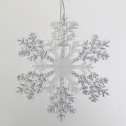 Tesco Glitter Assorted & Clear Acrylic Christmas Snowflake Hanging Decoration 26cm offer