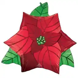 Tesco Poinsettia Christmas Flower Foil Helium Giant Balloon 66cm / 26 in offer