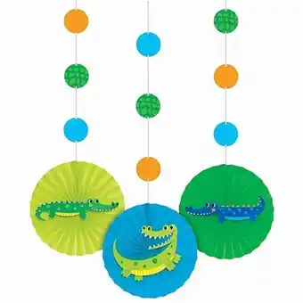 Tesco Alligator Party Paper Fans Hanging Decorations - Pack of 3 offer