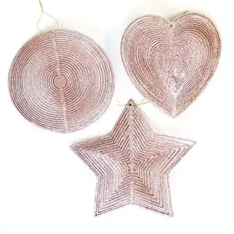 Tesco Glitter Rose Gold Spinner Christmas Tree Hanging Decoration 15cm offer