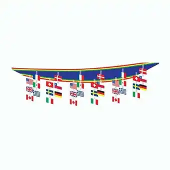 Tesco International Flag Ceiling Decoration - 12 x 1 Ft / 366 x 30cm offer