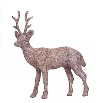 Tesco Rose Gold Glitter Reindeer Christmas Decoration 17cm offer