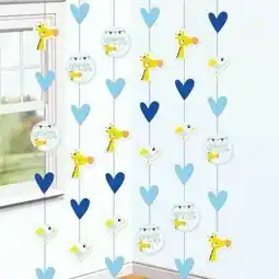 Tesco On your Christening Day Blue String Hanging Decorations - Pack of 6 offer