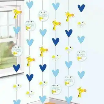 Tesco On your Christening Day Blue String Hanging Decorations - Pack of 6 offer