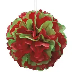 Tesco Red and Green Honeycomb Puff Ball Decoration 35cm offer