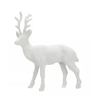 Tesco White Glitter Reindeer Christmas Decoration 17cm offer