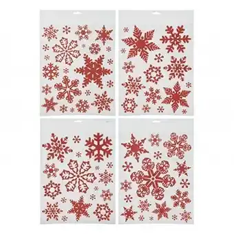 Tesco Red Glitter Snowflakes Christmas Stickers Window Decorations offer