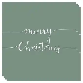 Tesco Merry Christmas Sage Green Script Premium Decoupage Luncheon Napkins 3 Ply 33cm - Pack of 20 offer