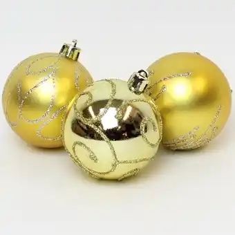 Tesco Gold Baubles Christmas Tree Luxury Hanging Decorations - Pack of 9 offer