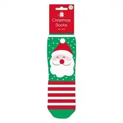 Tesco Santa Claus Green Christmas Socks offer