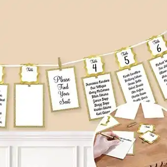 Tesco White & Gold Seating Chart Garland Set 365cm offer