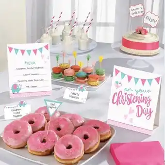 Tesco On your Christening Day Pink Buffet Decoration Kit offer