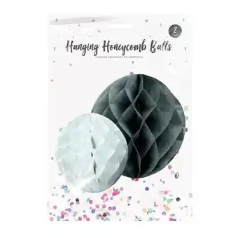 Tesco Grey and White Hanging Honeycomb Ball Decorations - Pack of 2 offer