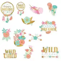 Tesco Boho Birthday Girl Cardboard Cutouts Decorations - Pack of 12 offer