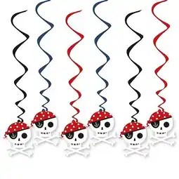 Tesco Pirate Treasure Island Hanging Swirl Decorations - Pack of 6 offer