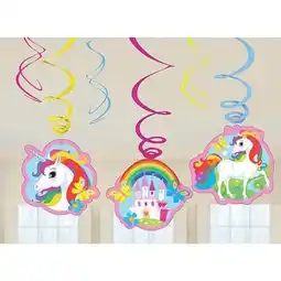 Tesco Unicorn Hanging Swirl Decorations - Pack of 6 offer