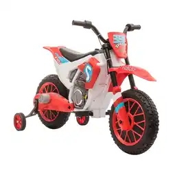 Tesco HOMCOM 12V Kids Electric Motorbike Ride-On Motorcycle w/ Training Wheels - Red offer