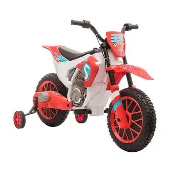 Tesco HOMCOM 12V Kids Electric Motorbike Ride-On Motorcycle w/ Training Wheels - Red offer