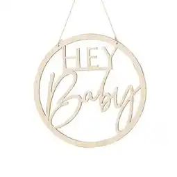 Tesco Botanical Hey Baby Wooden Sign Hanging Decoration 36cm offer