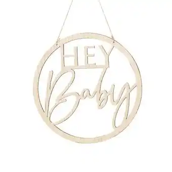 Tesco Botanical Hey Baby Wooden Sign Hanging Decoration 36cm offer