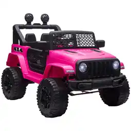 Tesco HOMCOM 12V Kids Electric Ride On Car Truck Off-road Toy W/ Remote Control Pink offer