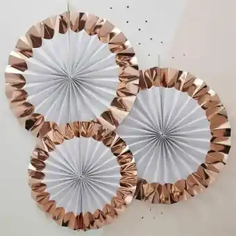 Tesco Hen Party Team Bride Rose Gold Foiled Fan Decorations - Pack of 3 offer