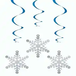 Tesco Snowflakes Christmas Hanging Swirl Decorations - Pack of 3 offer