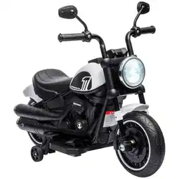 Tesco HOMCOM 6V Electric Motorbike with Training Wheels, One-Button Start - White offer