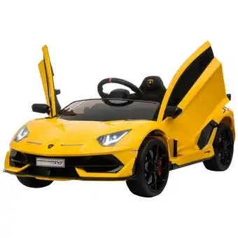 Tesco HOMCOM Lamborghini SVJ 12V Ride-On Car w/ Lights Music Remote 3-8 Yrs Yellow offer