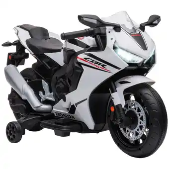 Tesco HOMCOM Honda Licensed 6V Kids Electric Motorbike Ride On Car for 3-5 Years White offer