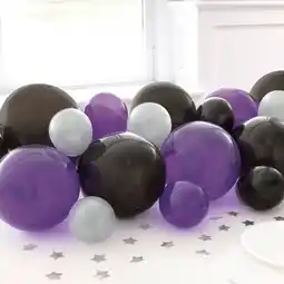 Tesco Black Purple & Silver Pearlized DIY Garland Balloon Arch Kit With Confetti offer