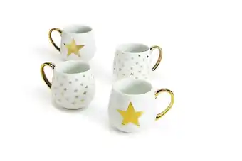 Tesco Set of 4 Gold Star Hug Mugs offer