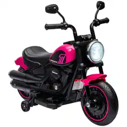 Tesco HOMCOM 6V Electric Motorbike with Training Wheels, One-Button Start - Pink offer