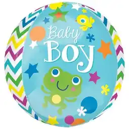 Tesco Sweet Baby Boy Orbz Foil Helium Balloon 38cm / 15 in offer