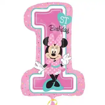 Tesco Minnie Mouse 1st Birthday Helium Foil Giant Balloon 71cm / 28 in offer