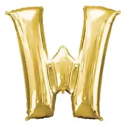 Tesco Gold Letter W Air Fill Foil Balloon 40cm / 16 in offer