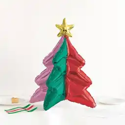 Tesco Vibrant Christmas Tree Shaped Air Fill Standing Foil Balloon 55cm / 23 in offer