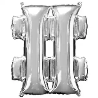 Tesco Silver Hashtag Minishape Air Fill Foil Balloon 41cm / 16 in offer