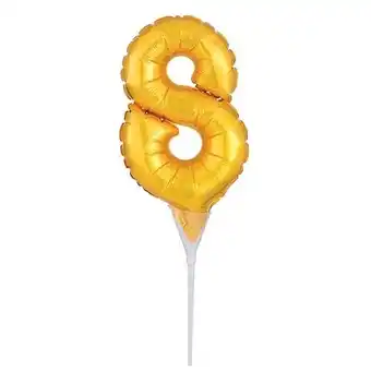 Tesco Gold Number 8 Air Fill Foil Balloon Cake Pick 30cm / 12 in offer