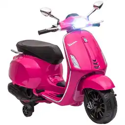 Tesco AIYAPLAY Vespa Licensed 12V Kids Electric Bike w/ 2 Training Wheels, Pink offer