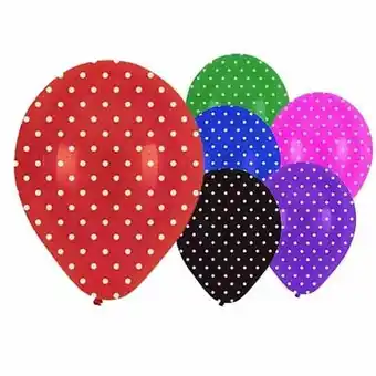 Tesco Assorted Dots Latex Balloons 30cm / 12 in - Pack of 6 offer