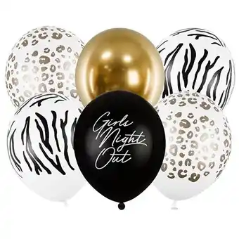 Tesco Assorted Animal Print Girls Night Out Latex Balloons 30cm / 12 in - Pack of 6 offer