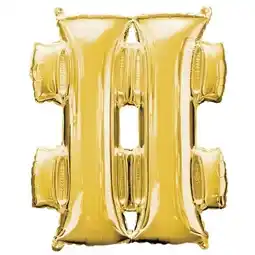 Tesco Gold Hashtag Helium Foil Giant Balloon 83cm / 33 in offer