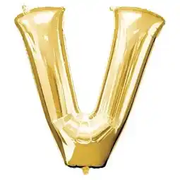 Tesco Gold Letter V Helium Foil Giant Balloon 81cm / 32 in offer