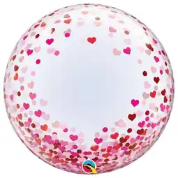 Tesco Red & Pink Confetti Hearts Deco Bubble Helium Qualatex Balloon 61cm / 24 in offer