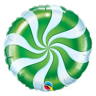 Tesco Green Candy Swirl Christmas Round Foil Helium Qualatex Balloon 46cm / 18 in offer