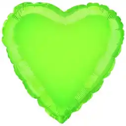 Tesco Lime Green Heart Shape Foil Helium Balloon 46cm / 18 in offer