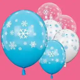 Tesco Snowflakes Latex Balloons 30cm / 12 in - Pack of 6 offer