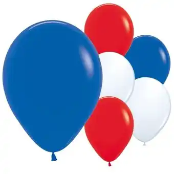 Tesco Red White & Blue Biodegradable Latex Balloons 30cm / 12 in - Pack of 15 offer