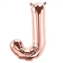 Tesco Rose Gold Letter J Air Fill Foil Balloon 34cm / 13 in offer